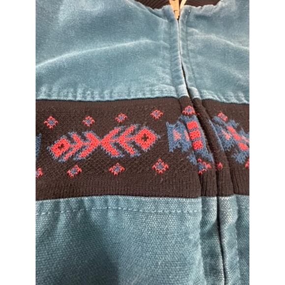 "CARHARTT" Vintage Thermal Lined Firm Duck JRO 455 Teal Blue AZTEC Jacket SZ L - Picture 7 of 16